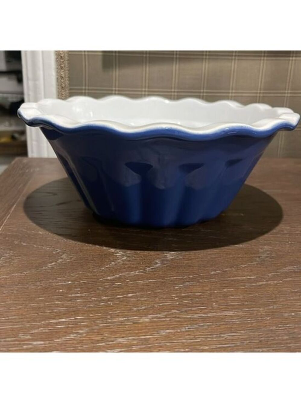 Emile Henry deep dish Jelly Bowl Blue and white 9”